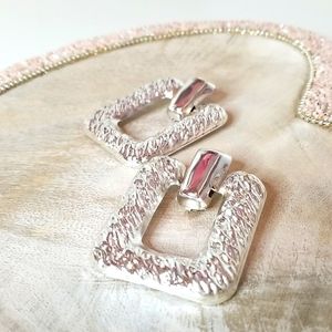 Womens Silver Retangle Shape Light Weight Earrings